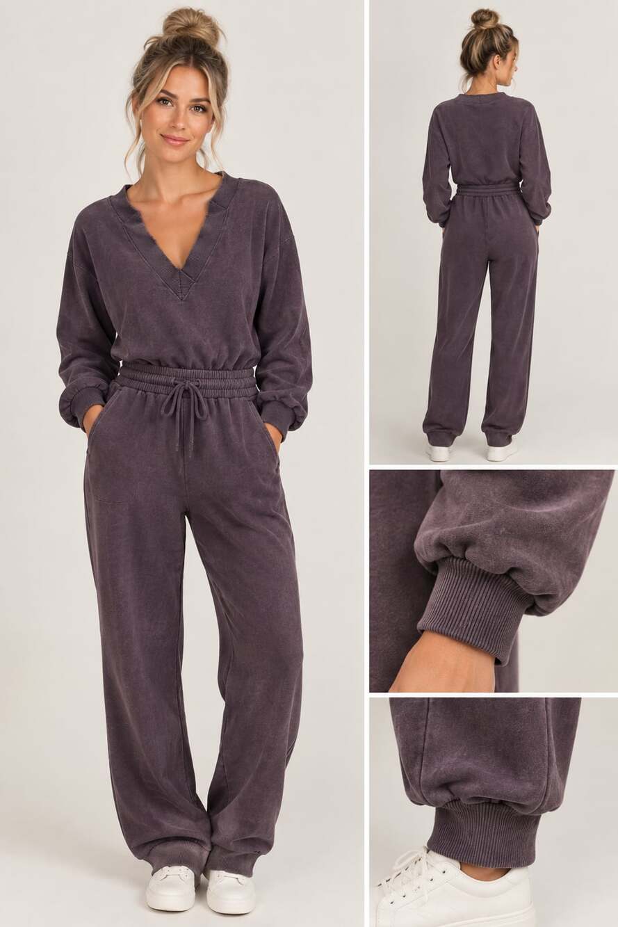 Calia Jumpsuit Size S Purple French Terry